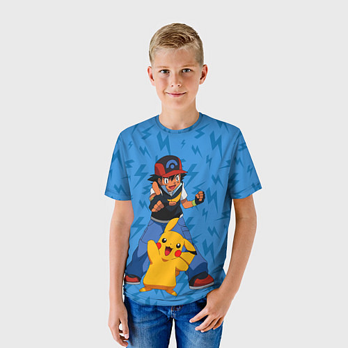Детская футболка Эш Кетчум и Пикачу / 3D-принт – фото 3