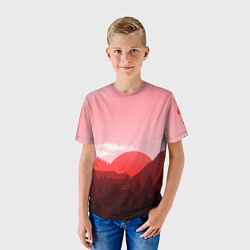 Детская футболка Закат в горах в розовых тонах / 3D-принт – фото 3