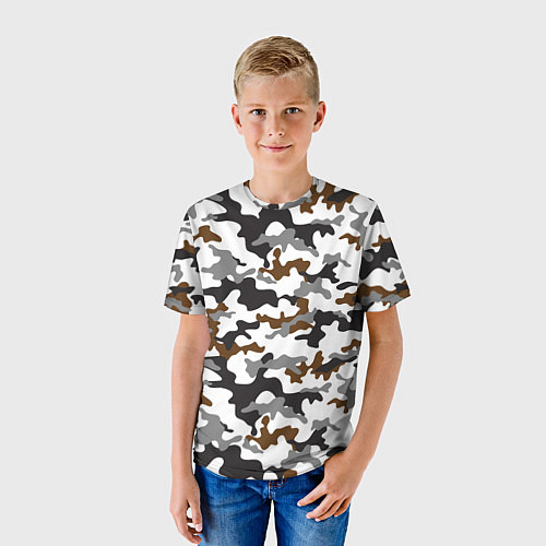 Детская футболка Камуфляж Чёрно-Белый Camouflage Black-White / 3D-принт – фото 3