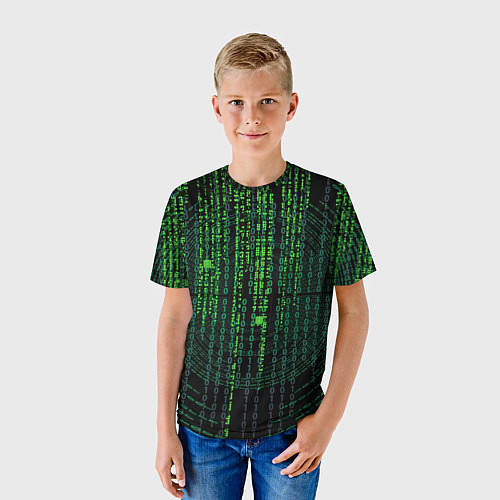 Детская футболка Бинарная матрица / 3D-принт – фото 3
