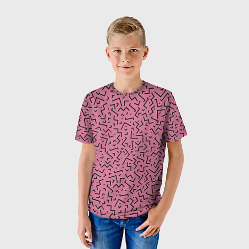 Детская футболка Минималистический паттерн на розовом фоне / 3D-принт – фото 3