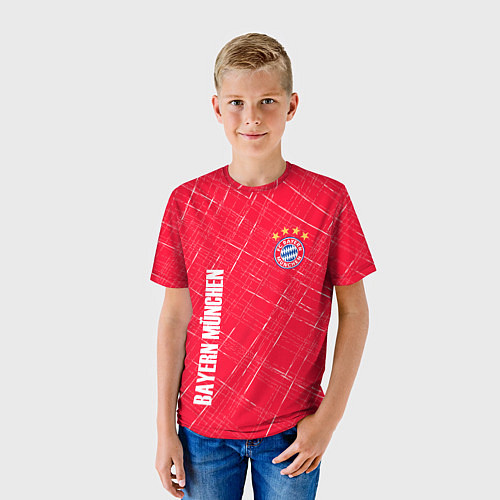 Детская футболка Bayern munchen Абстрактно выцарапанный фон / 3D-принт – фото 3