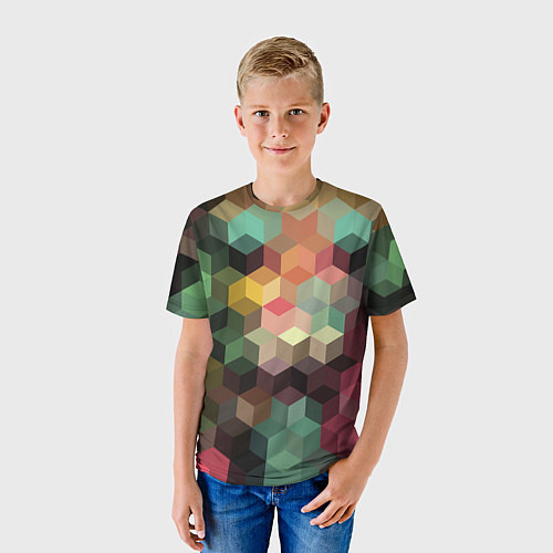 Детская футболка Разноцветный геометрический узор 3D / 3D-принт – фото 3