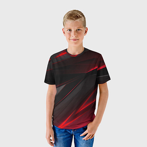 Детская футболка Красно-черный фон / 3D-принт – фото 3