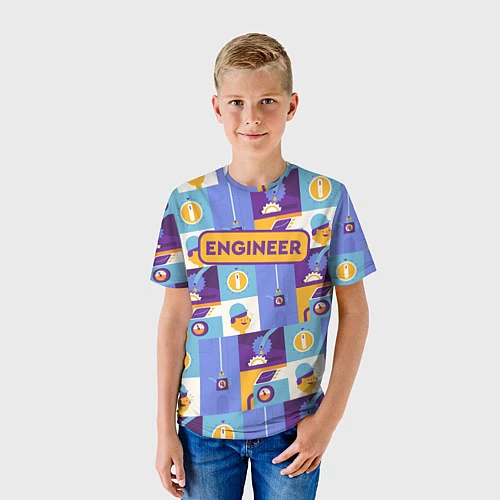 Детская футболка Инженер паттерн / 3D-принт – фото 3