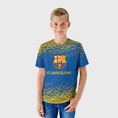 Детская футболка Barcelona желтые брызги / 3D-принт – фото 3