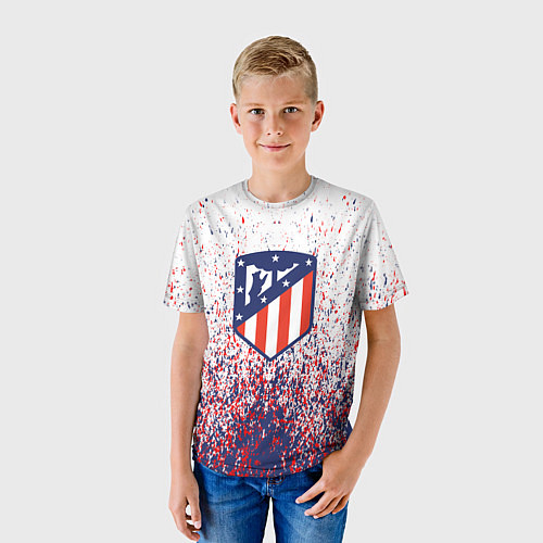 Детская футболка Atletico madrid logo брызги красок / 3D-принт – фото 3
