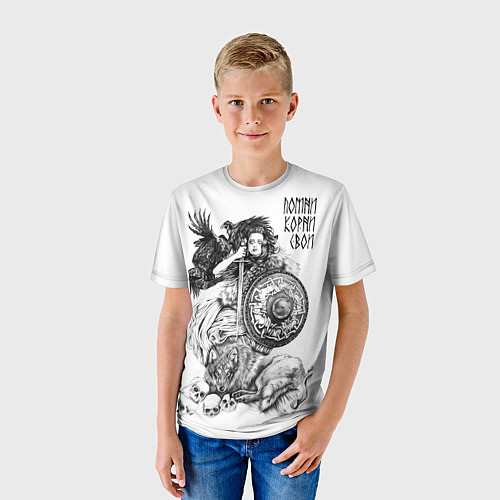 Детская футболка Помни корни свои - воительница / 3D-принт – фото 3