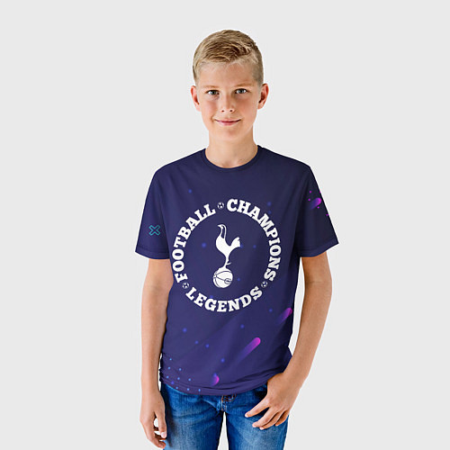 Детская футболка Символ Tottenham и круглая надпись Football Legend / 3D-принт – фото 3