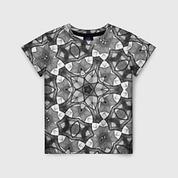Футболка детская Черно-белый геометрический мозаичный узор, цвет: 3D-принт