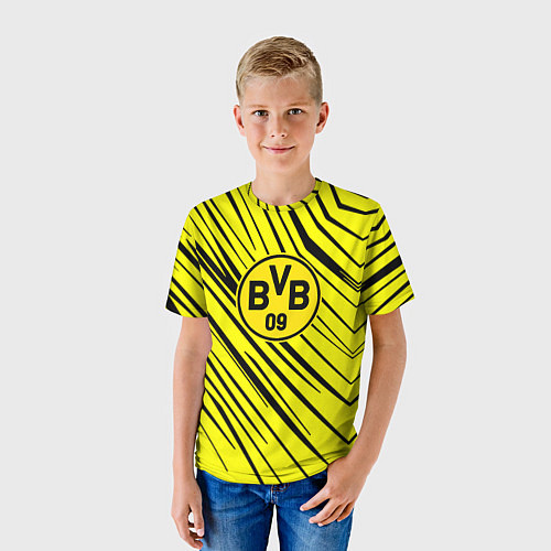 Детская футболка Borussia боруссия абстрактный фон желтый / 3D-принт – фото 3