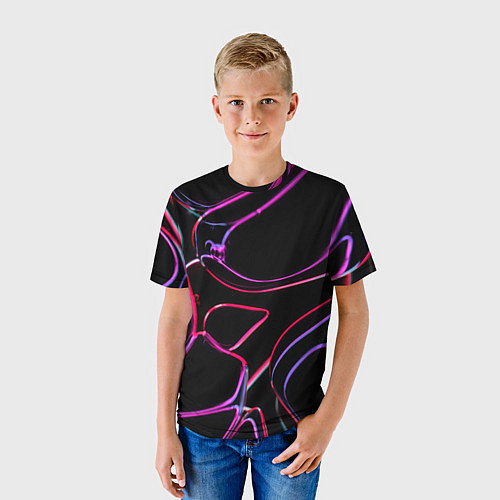 Детская футболка Неоновые линзы во тьме - Розовый / 3D-принт – фото 3