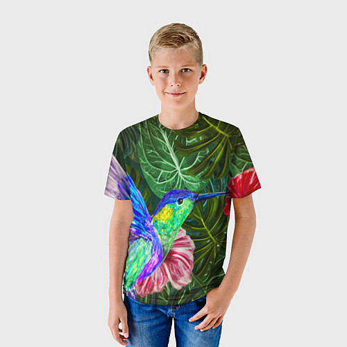 Детская футболка Колибри живопись / 3D-принт – фото 3