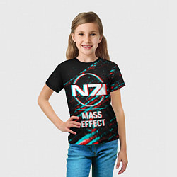 Футболка детская Mass Effect в стиле Glitch Баги Графики на темном, цвет: 3D-принт — фото 2