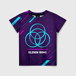 Футболка детская Символ Elden Ring в неоновых цветах на темном фоне, цвет: 3D-принт