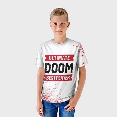 Детская футболка Doom: красные таблички Best Player и Ultimate / 3D-принт – фото 3