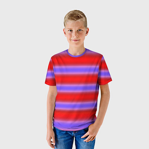 Детская футболка Striped pattern мягкие размытые полосы красные фио / 3D-принт – фото 3