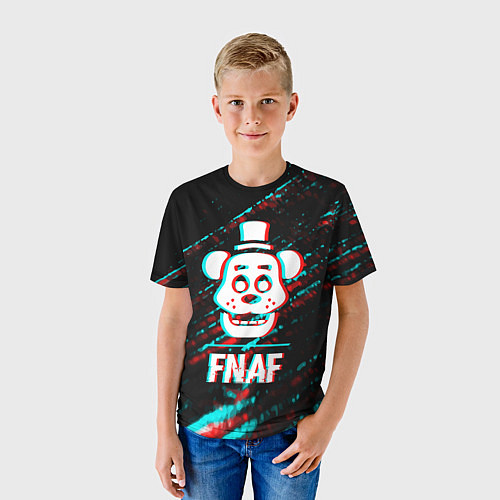 Детская футболка FNAF в стиле Glitch Баги Графики на темном фоне / 3D-принт – фото 3