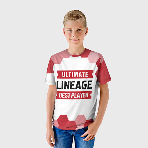 Детская футболка Lineage: красные таблички Best Player и Ultimate / 3D-принт – фото 3