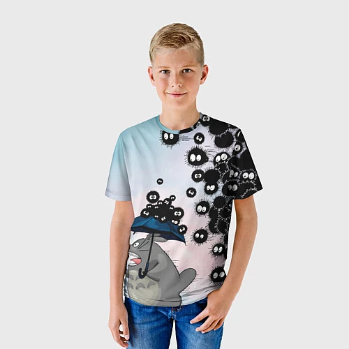 Детская футболка Тоторо бегущий от чернушек / 3D-принт – фото 3