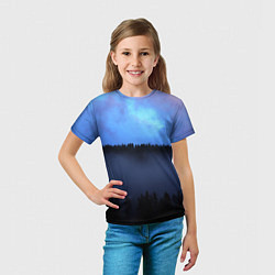 Футболка детская Неоновое небо над лесом, цвет: 3D-принт — фото 2