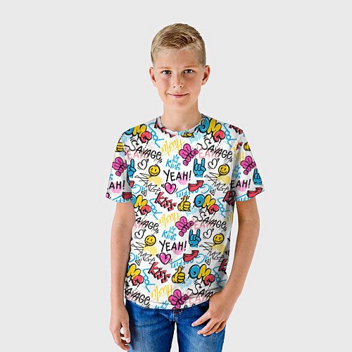 Детская футболка Граффити рожицы / 3D-принт – фото 3