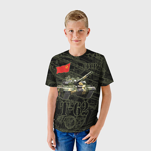 Детская футболка Танк Т-62 Советский средний танк Камуфляж / 3D-принт – фото 3