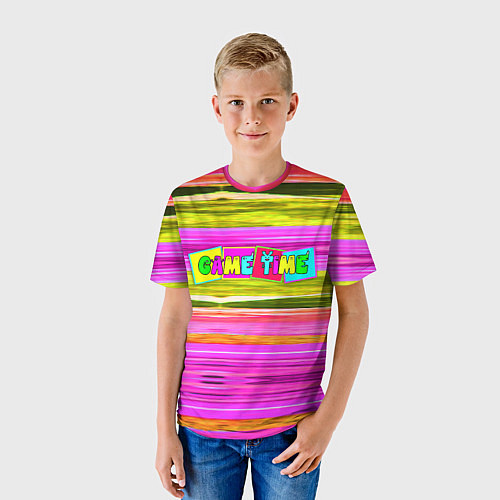 Детская футболка Game time Абстрактный полосатый узор / 3D-принт – фото 3