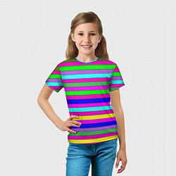 Футболка детская Multicolored neon bright stripes, цвет: 3D-принт — фото 2