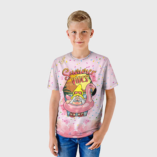 Детская футболка Лето - гном в круге для плавания / 3D-принт – фото 3
