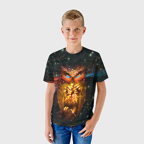 Детская футболка Космический взгляд совы / 3D-принт – фото 3