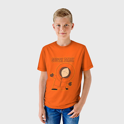 Детская футболка Южный Парк - на оранжевом фоне / 3D-принт – фото 3