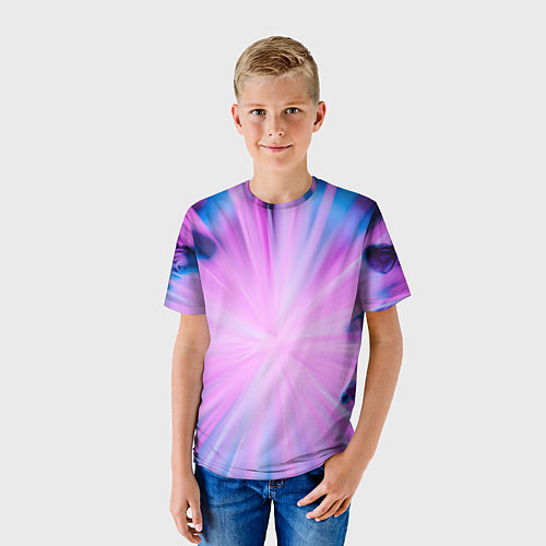 Детская футболка Неоновые лучи из центра - Розовый / 3D-принт – фото 3
