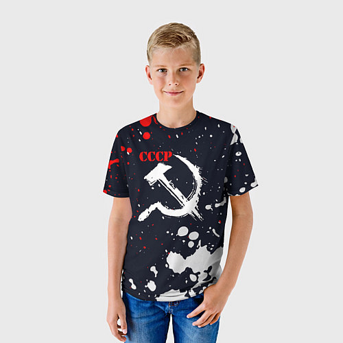 Детская футболка СОВЕТСКИЙ СОЮЗ - СЕРП И МОЛОТ - КРАСКА / 3D-принт – фото 3