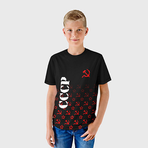 Детская футболка Серп и молот - ссср - паттерн / 3D-принт – фото 3