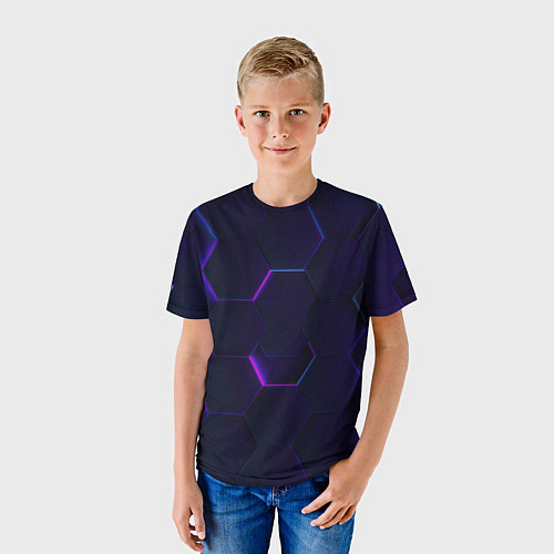 Детская футболка Фигурный фиолетовый фон / 3D-принт – фото 3