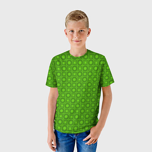 Детская футболка Зеленые круги и ромбы / 3D-принт – фото 3