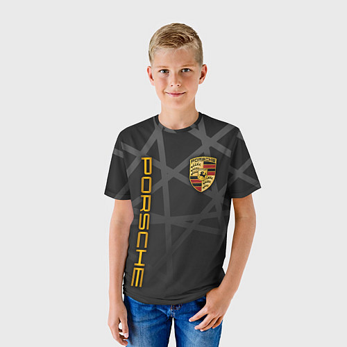 Детская футболка PORSCHE : ГЕОМЕТРИЧЕСКИЕ ЛИНИИ / 3D-принт – фото 3