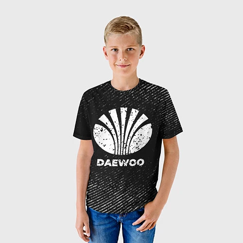 Детская футболка Daewoo с потертостями на темном фоне / 3D-принт – фото 3