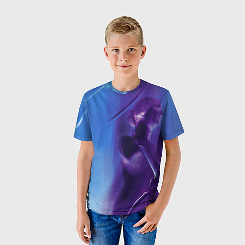 Детская футболка Абстрактные краски и тень - Синий / 3D-принт – фото 3