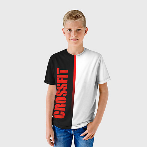 Детская футболка Кроссфит - черный и белый / 3D-принт – фото 3