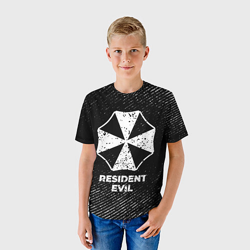 Детская футболка Resident Evil с потертостями на темном фоне / 3D-принт – фото 3