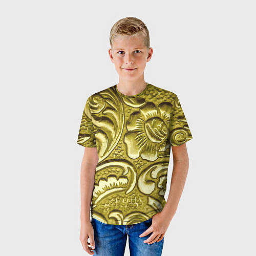 Детская футболка Золотой орнамент - чеканка / 3D-принт – фото 3