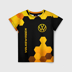 Футболка детская Volkswagen - gold gradient: символ и надпись верти, цвет: 3D-принт