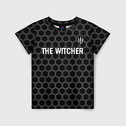 Футболка детская The Witcher glitch на темном фоне: символ сверху, цвет: 3D-принт