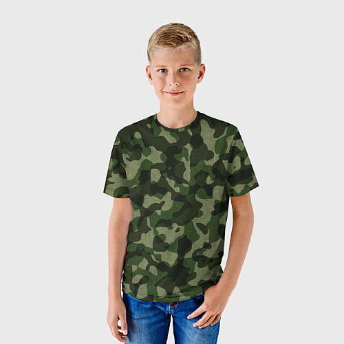 Детская футболка Камуфляж зелёного цвета / 3D-принт – фото 3
