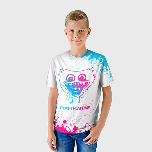 Детская футболка Poppy Playtime neon gradient style / 3D-принт – фото 3