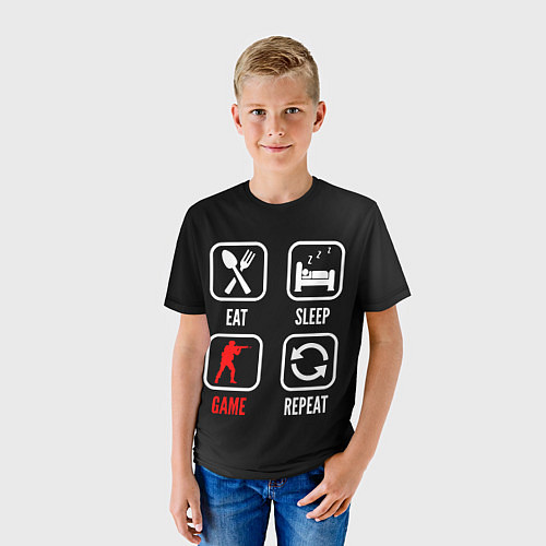 Детская футболка Eat, sleep, Counter Strike, repeat / 3D-принт – фото 3