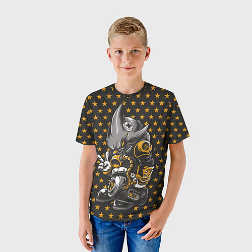 Детская футболка Осторожно - Акула / 3D-принт – фото 3