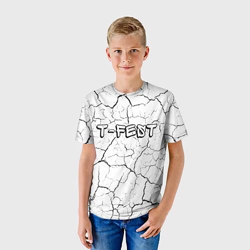 Детская футболка Рэпер T-Fest в стиле граффити: символ сверху / 3D-принт – фото 3